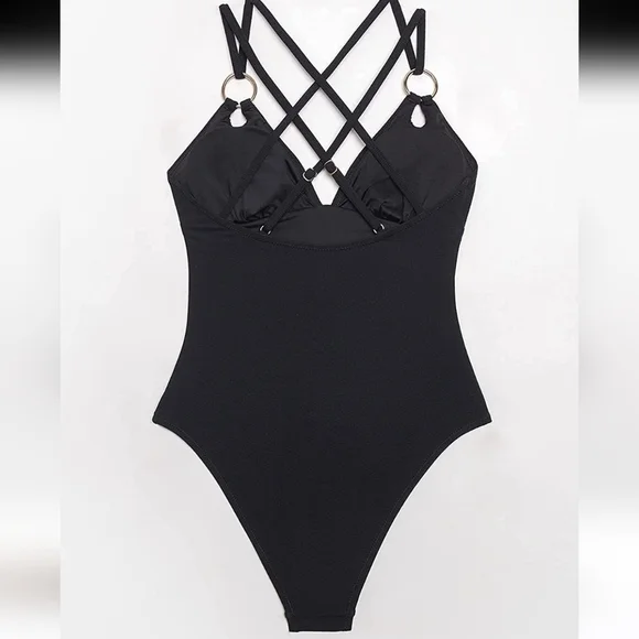 New! Classic black swimsuit Size small. Beach swim pool lake vacation minimalist - Picture 4 of 10